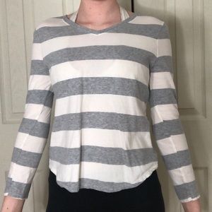 Girls 10/12 Old Navy Grey and White Striped Tee